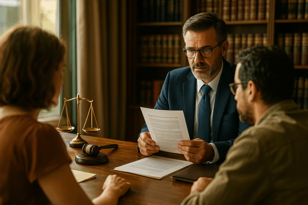A visual representation of a Texas divorce attorney assisting clients with complex legal issues.