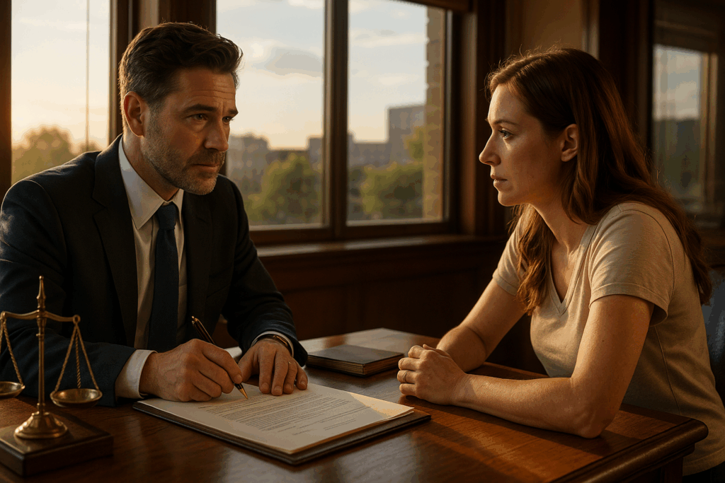An experienced family law attorney assisting a client in an out of state divorce case.