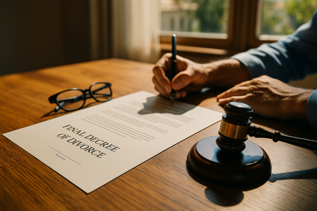 A visual representation of the final decree of divorce process.