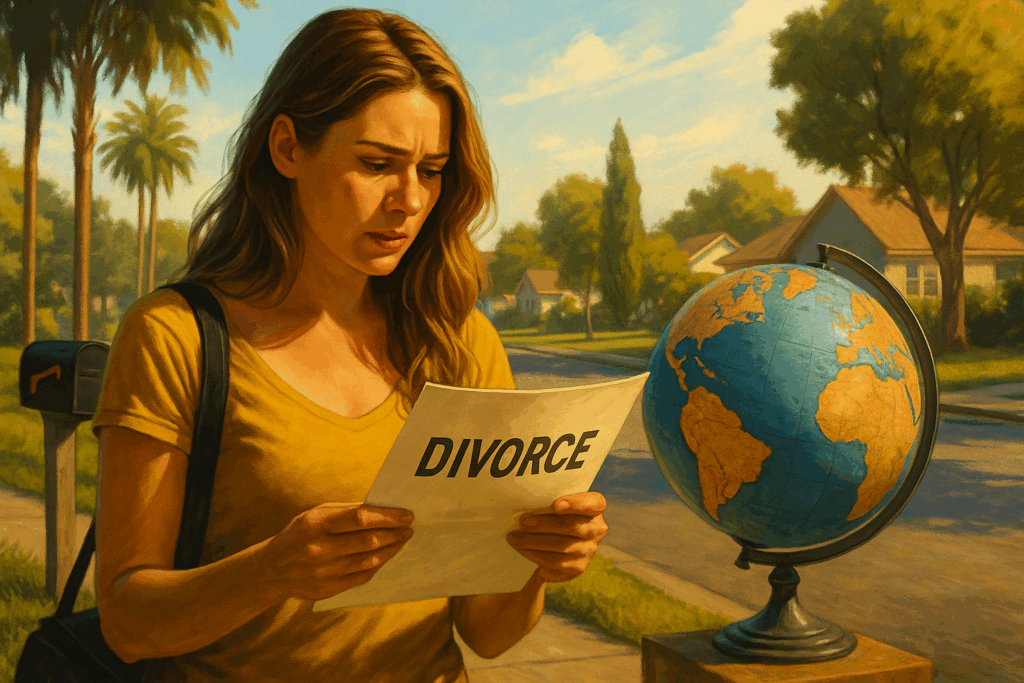 An illustration depicting the importance of serving divorce papers internationally.