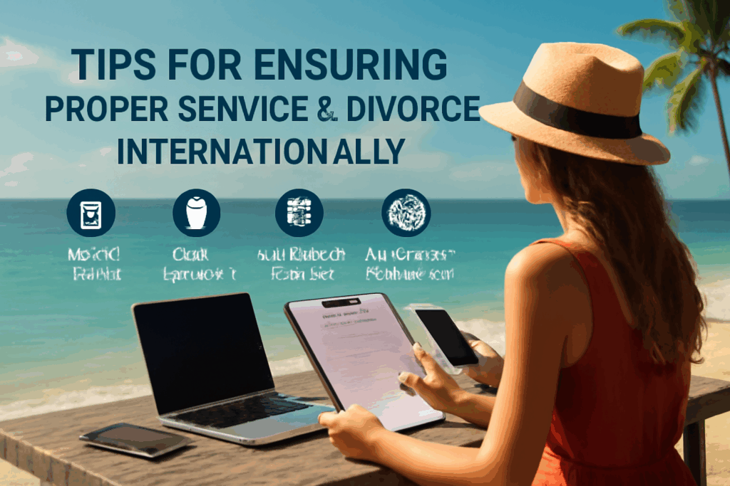 An illustration of tips for ensuring proper service of divorce papers internationally.