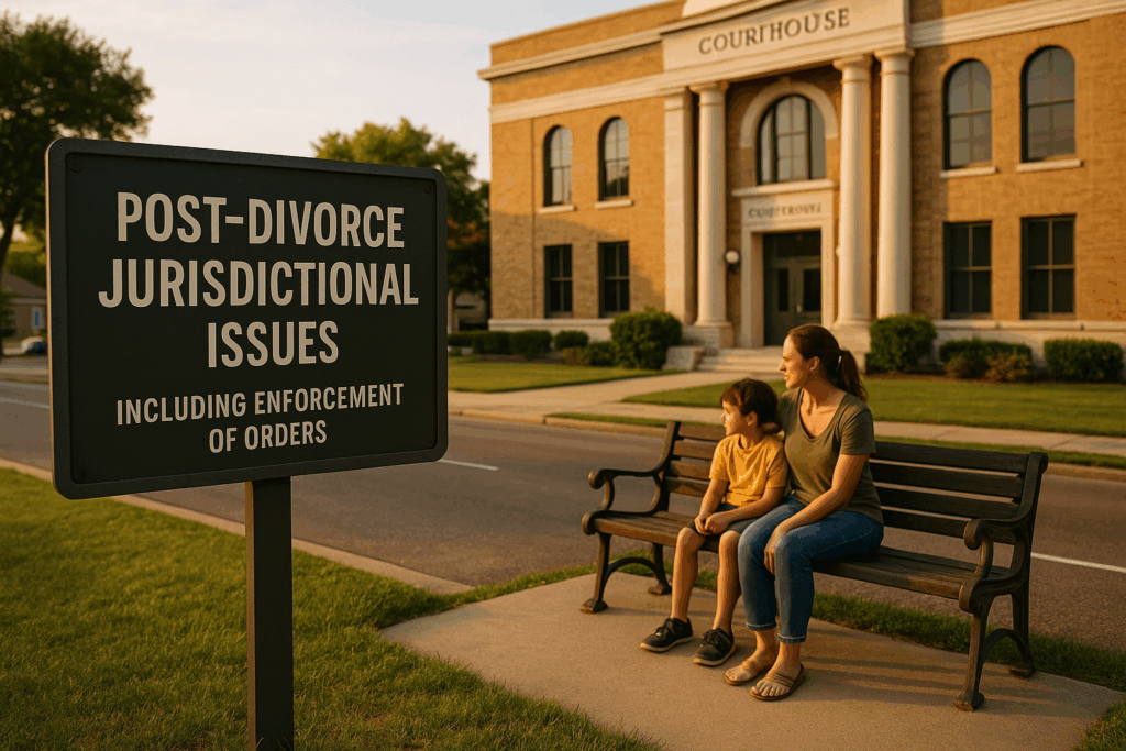 Post-divorce jurisdictional issues, including enforcement of orders.