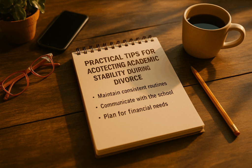 Practical tips for protecting academic stability during divorce.
